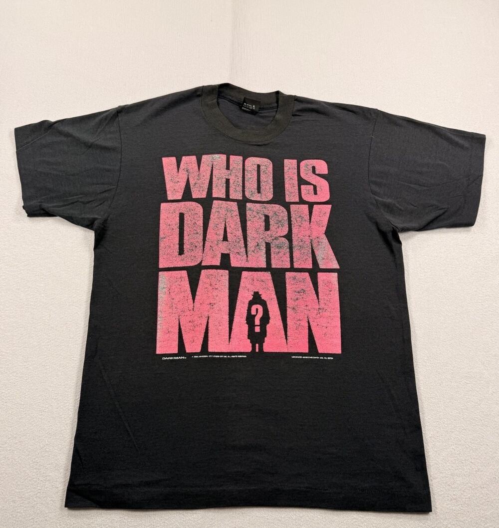 Vintage 90’s Who Is Darkman Movie Promo T-Shirt Black Single Stitch XL